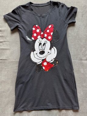 Black Minnie Mouse Sequin Tee Shirt Dress